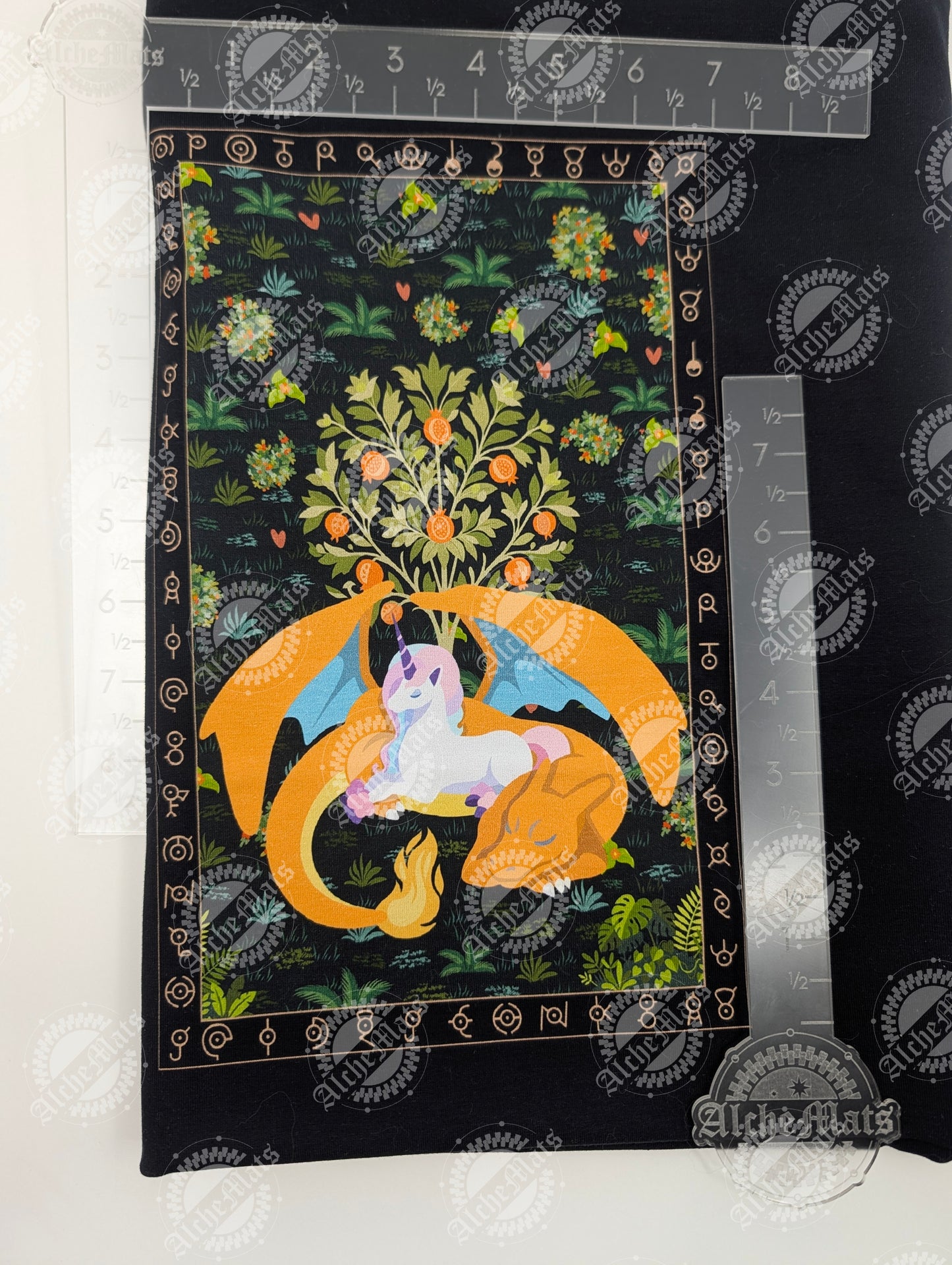 Preorder R30 Fabric Tote/Bag Panel Unicorn Tapestry Black