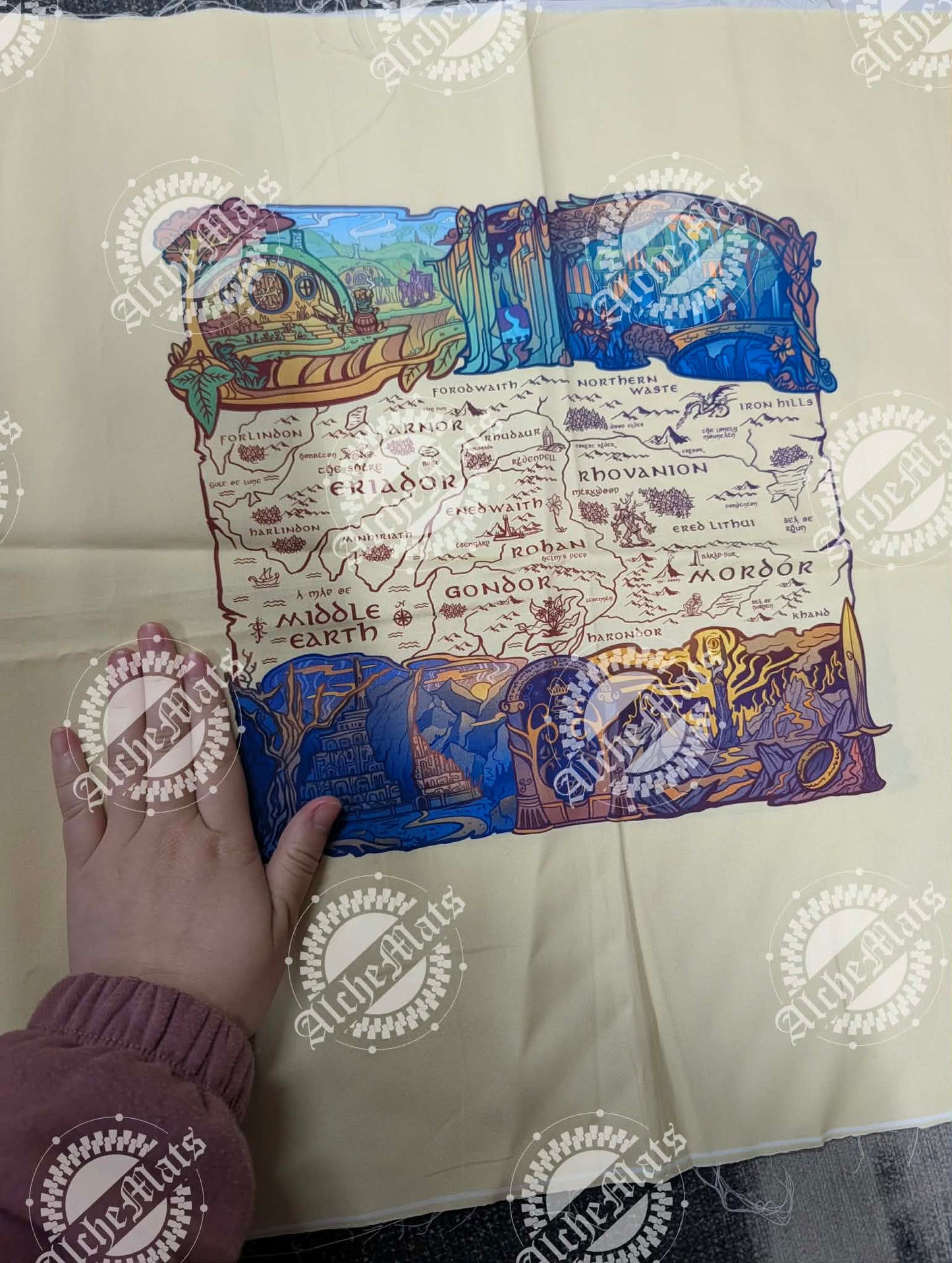 RETAIL FABRIC LOTR Map Tote Panel Cotton Woven (Half Yard, 3 panels total)