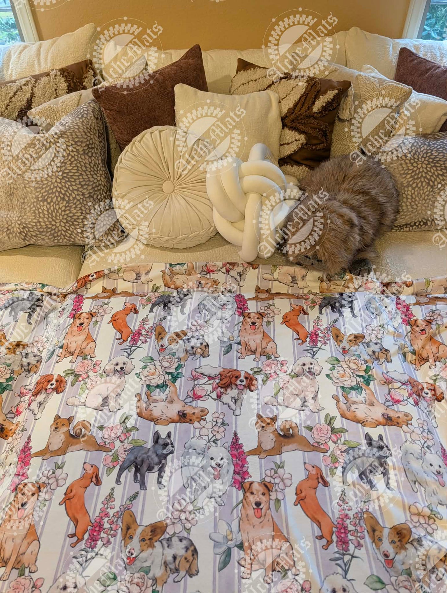 Preorder R30  FABRIC/VINYL Floral Dog Stripes