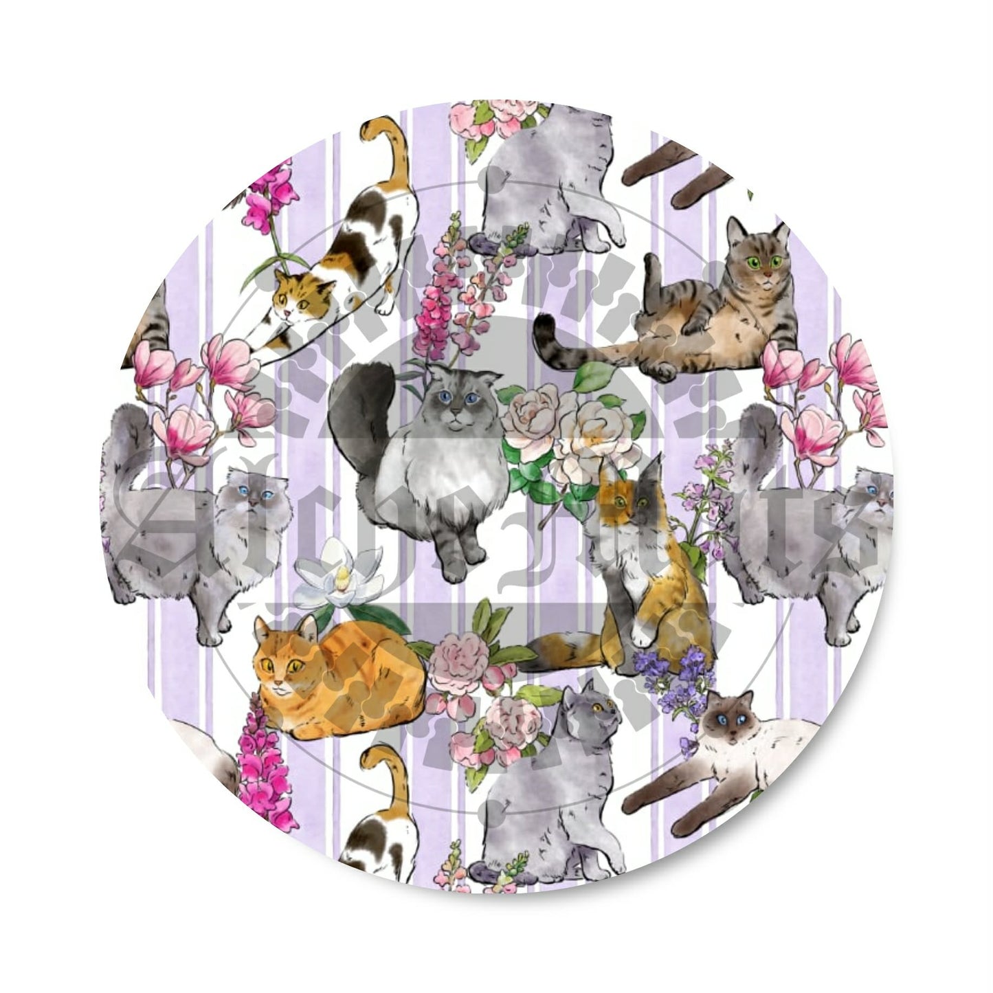 Preorder R30 FABRIC/VINYL Floral Cat Stripes
