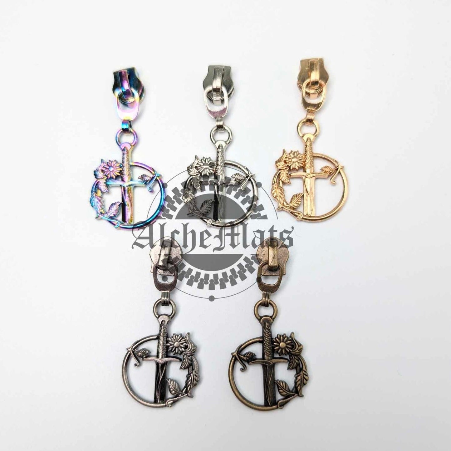 Retail Hardware Floral Sword Zipper Pull #5
