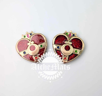 RETAIL Hardware Red Heart Glitter Enamel Magnet Snap