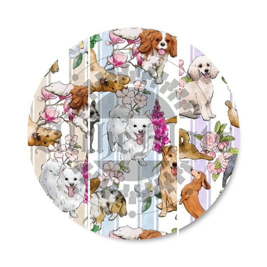 Preorder R30  FABRIC/VINYL Floral Dog Stripes