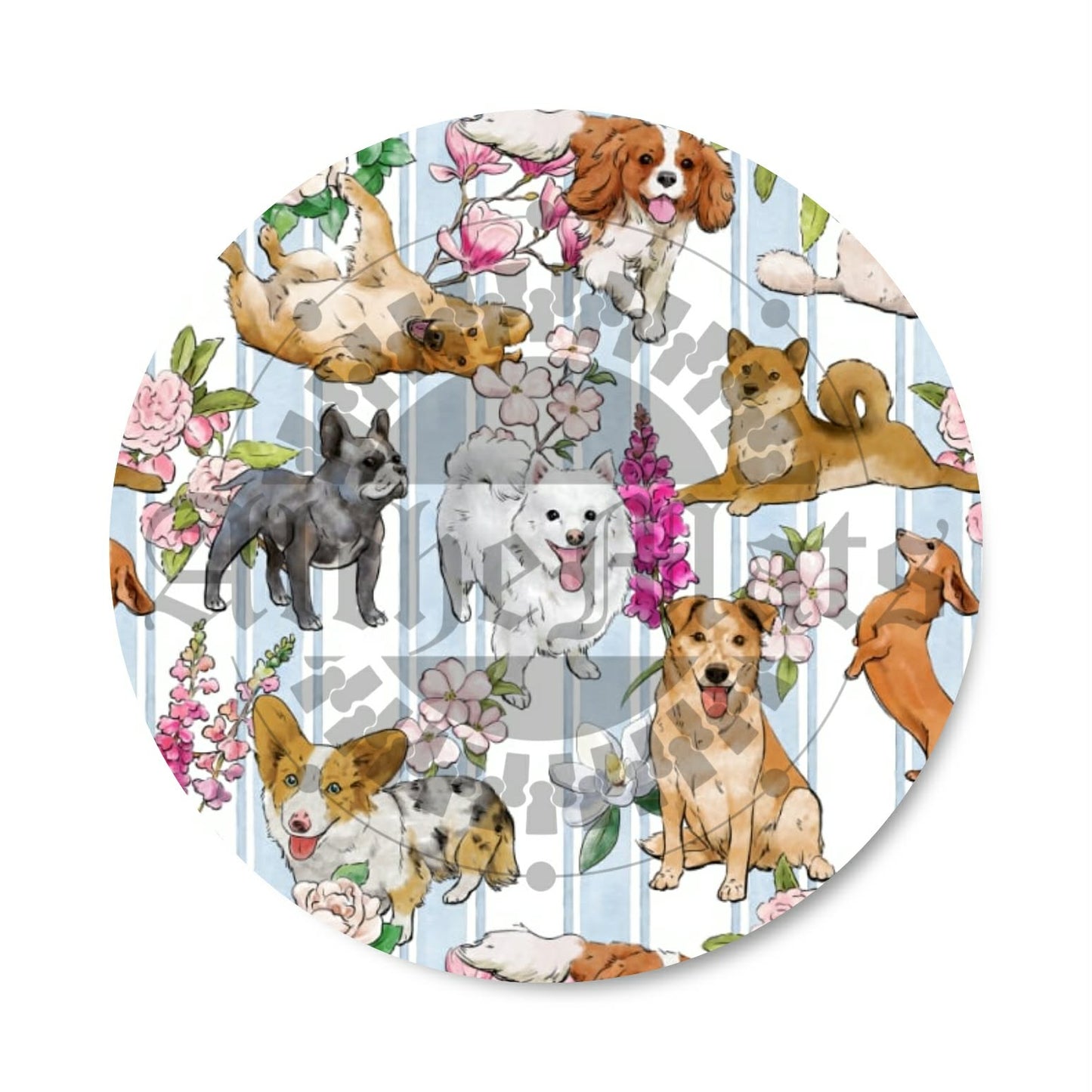Preorder R30  FABRIC/VINYL Floral Dog Stripes