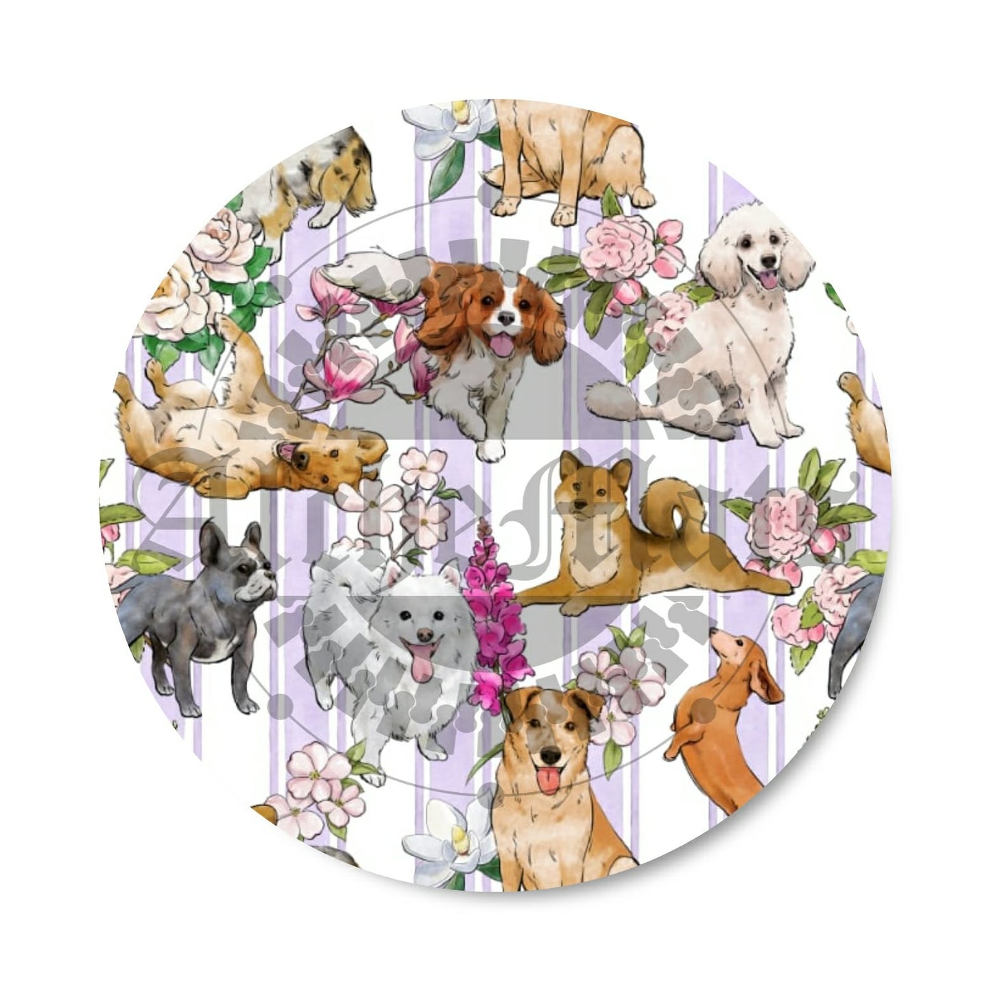 Preorder R30  FABRIC/VINYL Floral Dog Stripes