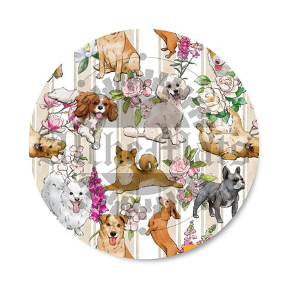 Preorder R30  FABRIC/VINYL Floral Dog Stripes