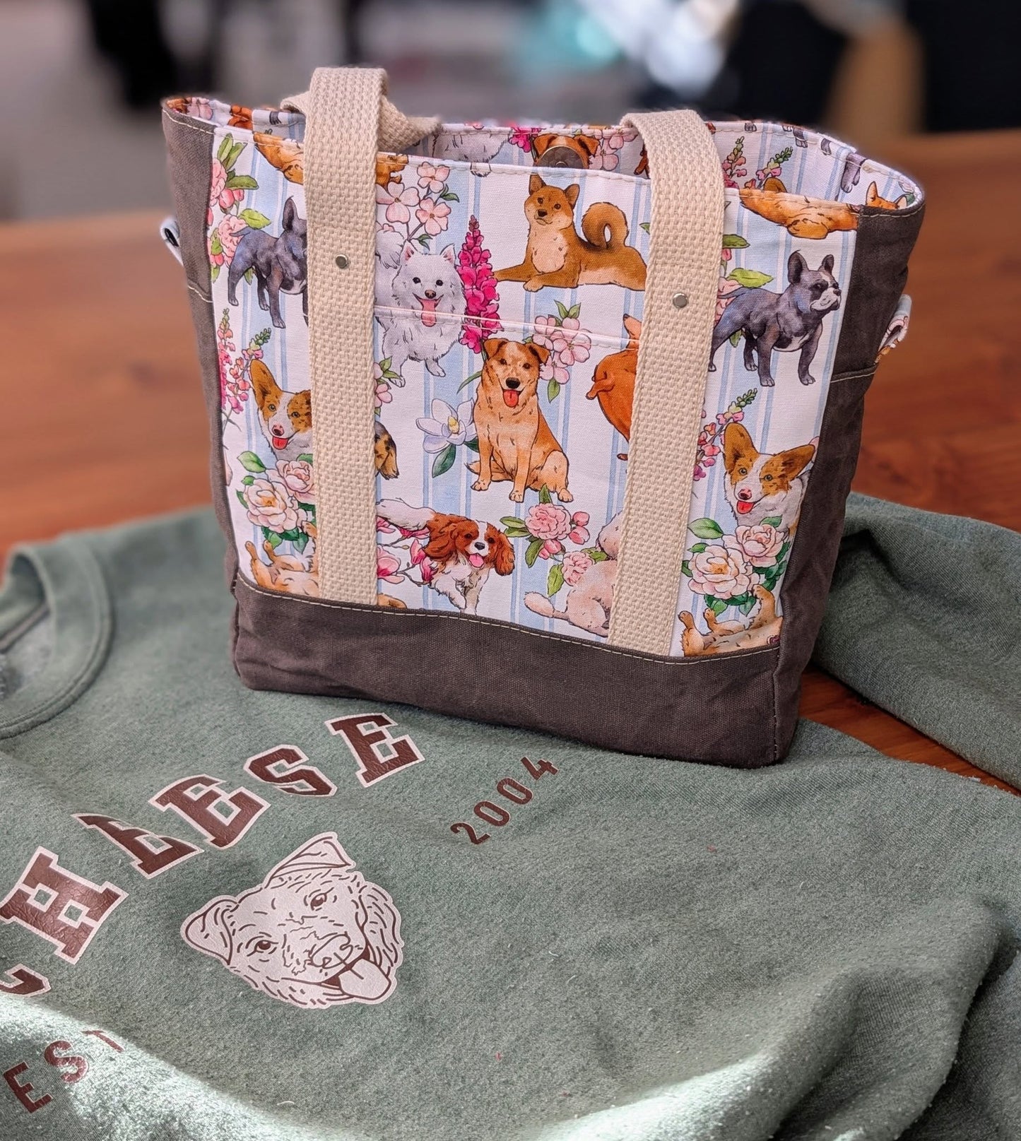 Preorder R30  FABRIC/VINYL Floral Dog Stripes