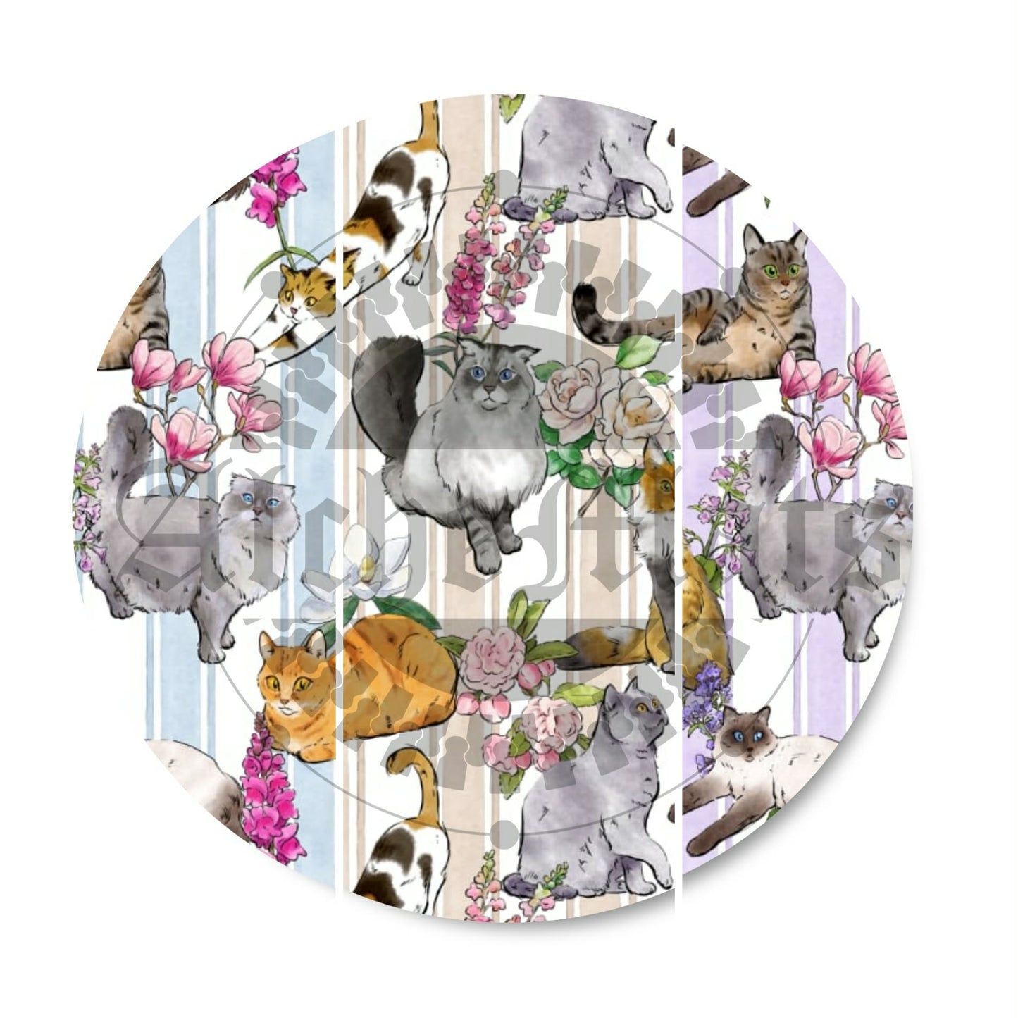 Preorder R30 FABRIC/VINYL Floral Cat Stripes
