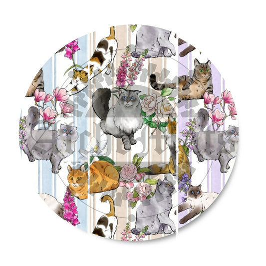 Preorder R30 FABRIC/VINYL Floral Cat Stripes