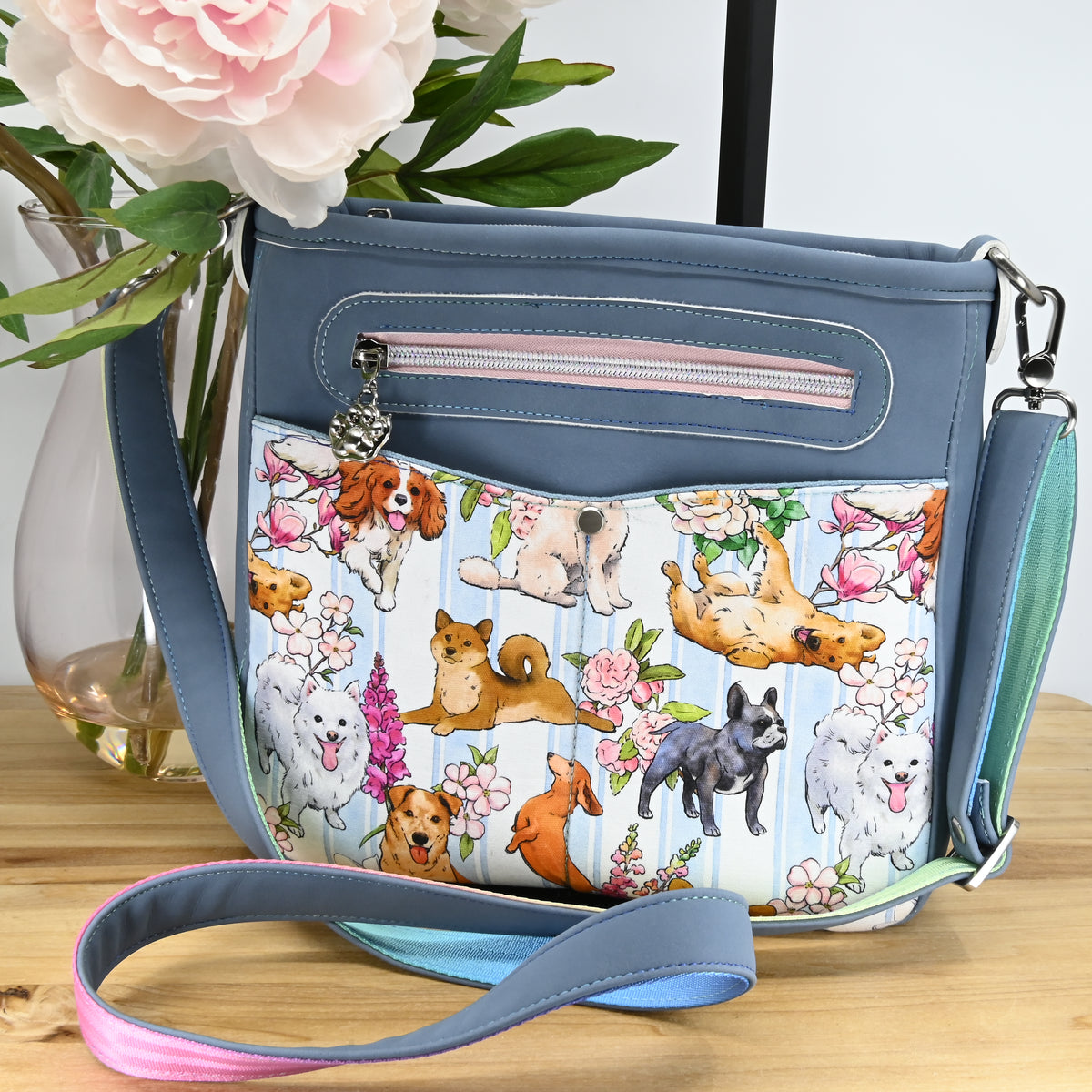 Preorder R31  FABRIC/VINYL Floral Dog Stripes