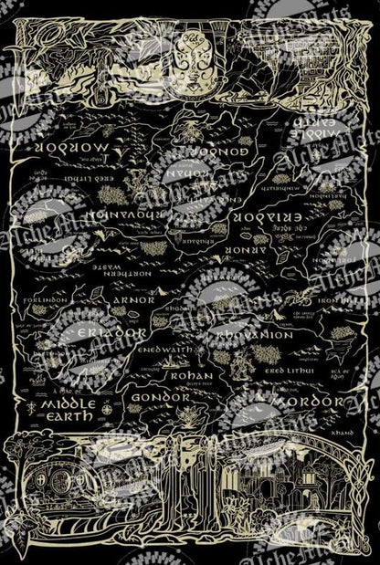 RETAIL FABRIC LORD Double Border UPDATED Panel - Black