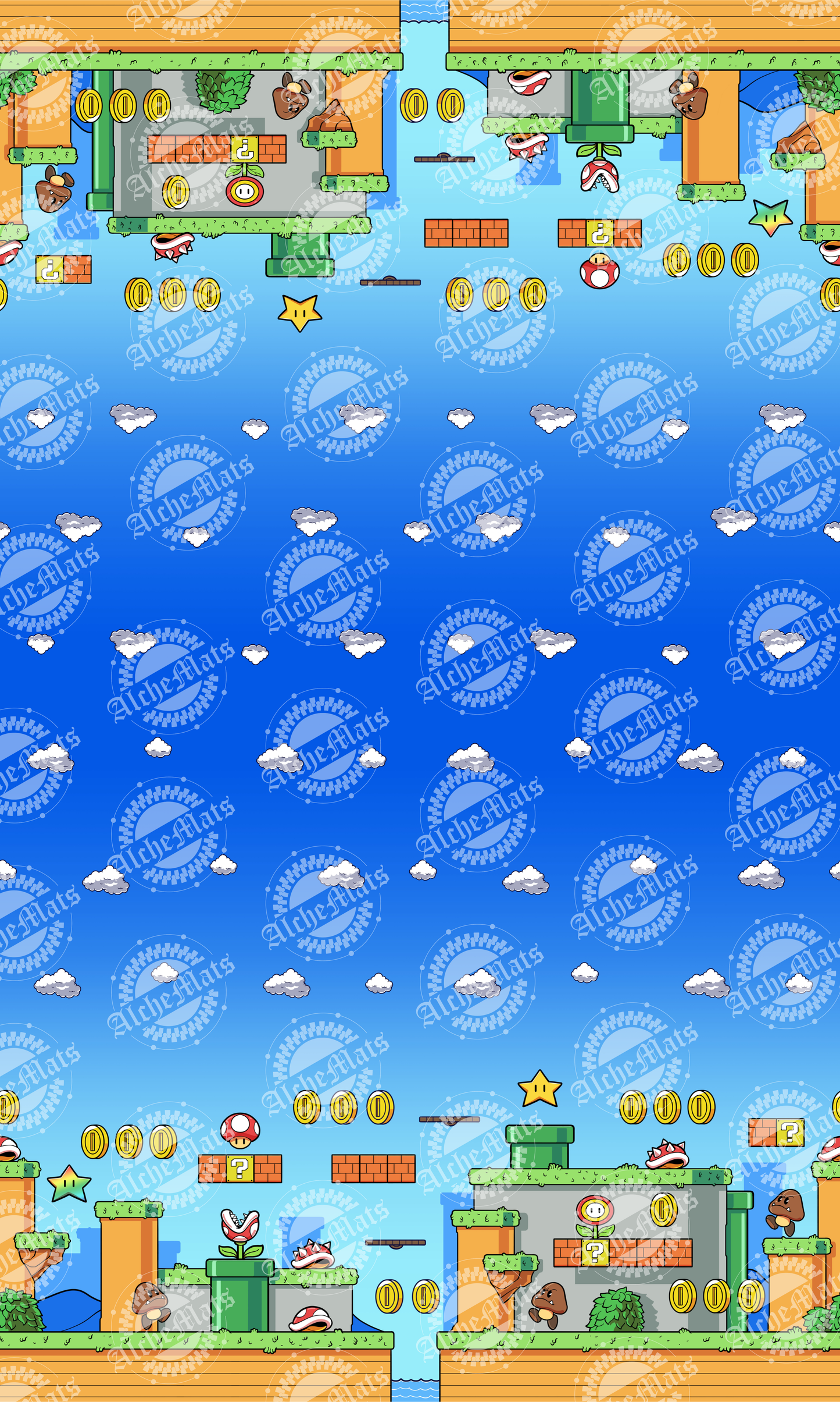 Preorder R30 Fabric/Vinyl Itsa Me Sidescroll Double Border Print