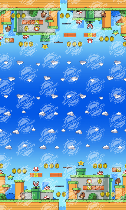 Preorder R30 Fabric/Vinyl Itsa Me Sidescroll Double Border Print