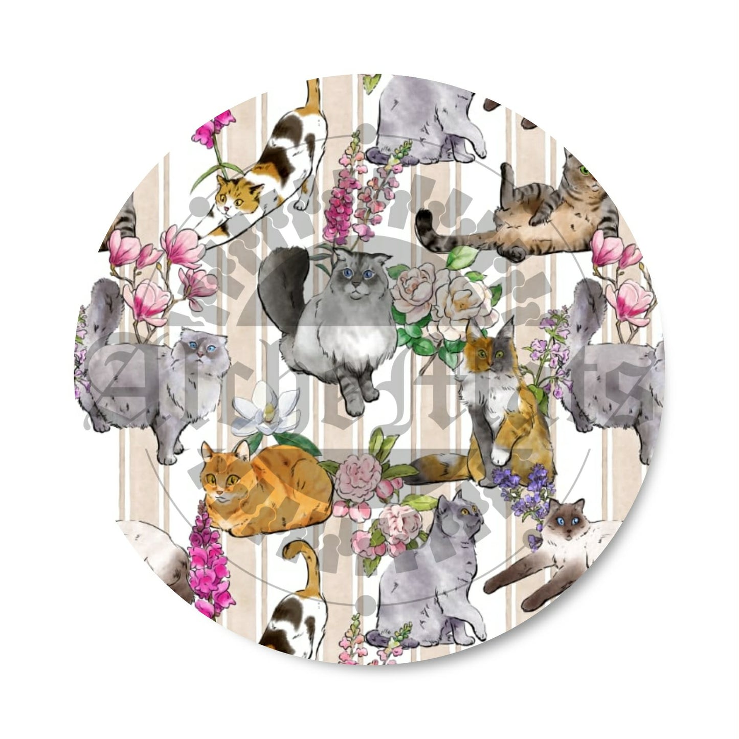 Preorder R30 FABRIC/VINYL Floral Cat Stripes