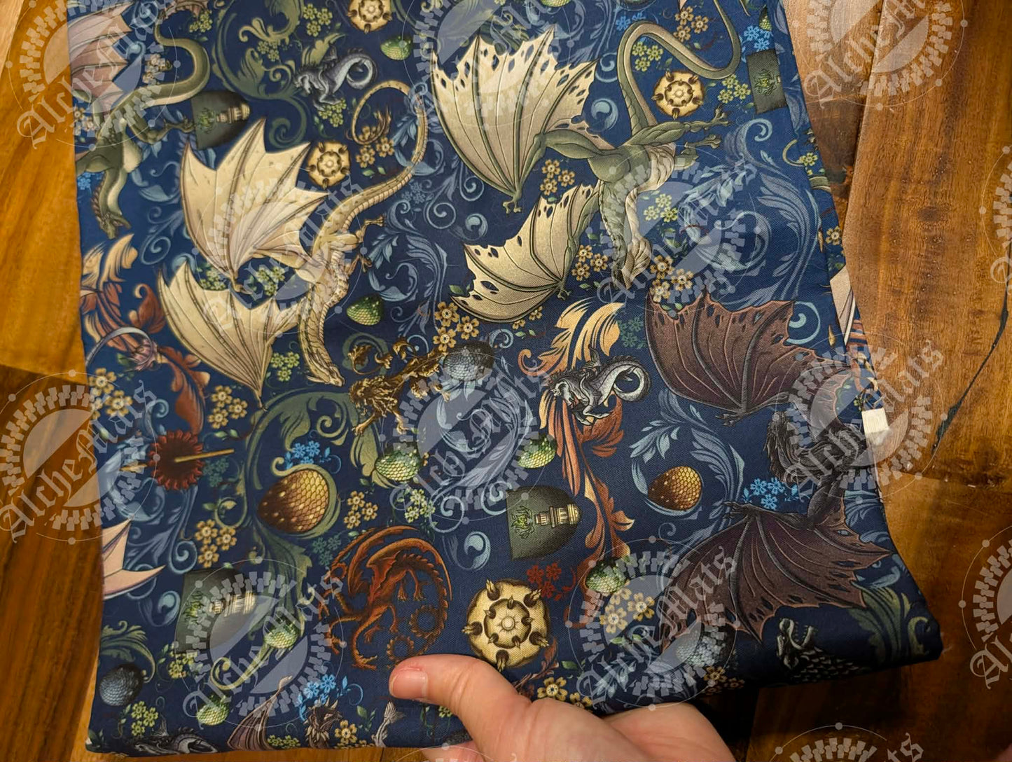 RETAIL FABRIC Filigree Dragons Regular Scale Cotton Woven
