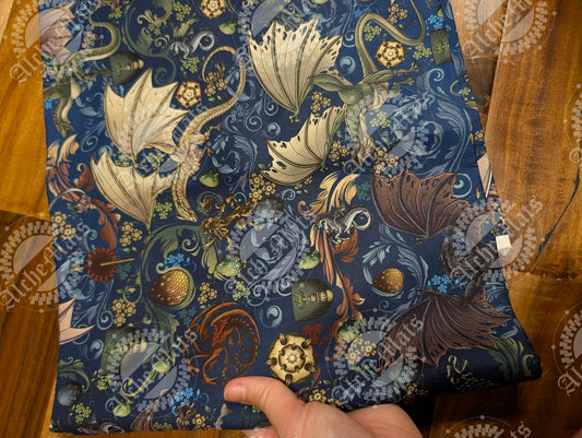 RETAIL FABRIC Filigree Dragons Regular Scale Cotton Woven