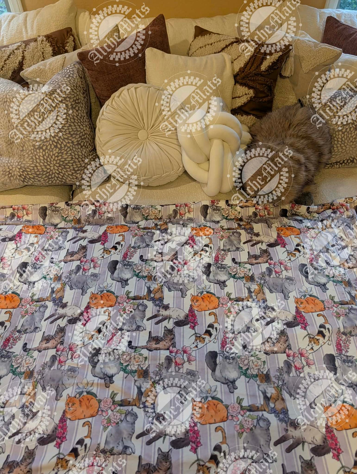 Preorder R30 FABRIC/VINYL Floral Cat Stripes