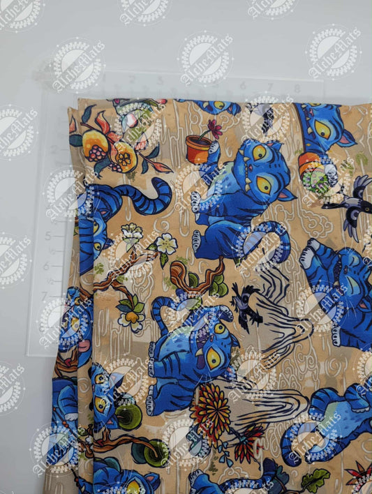 RETAIL FABRIC Tiger Bird Tan Brushed Athletic Large Scale