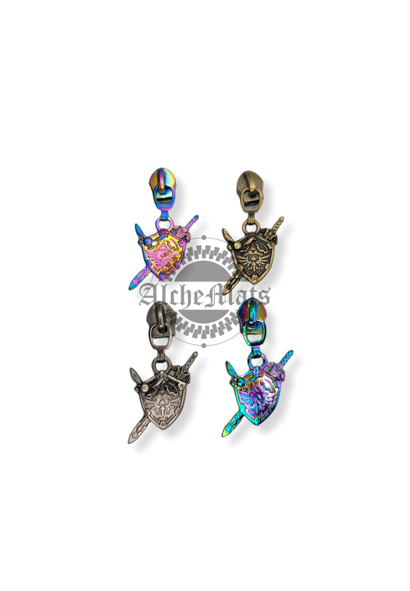 RETAIL Hardware Sword and Shield Zipper Pull #5