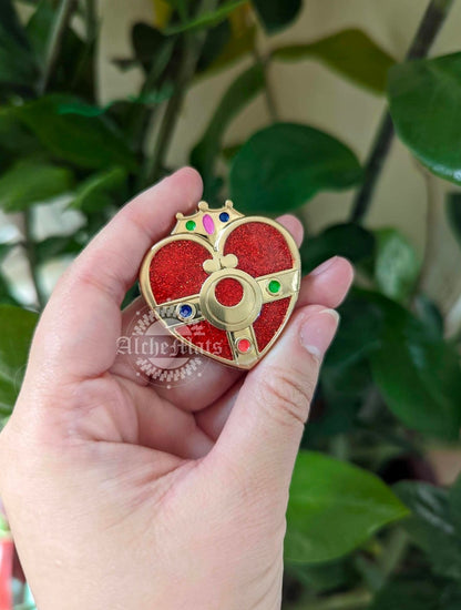RETAIL Hardware Red Heart Glitter Enamel Magnet Snap