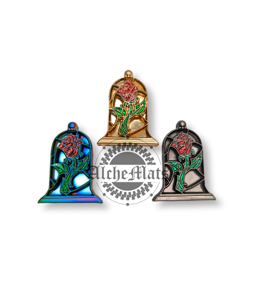 Retail Stained Glass Rose Glitter Enamel Magnet Snap
