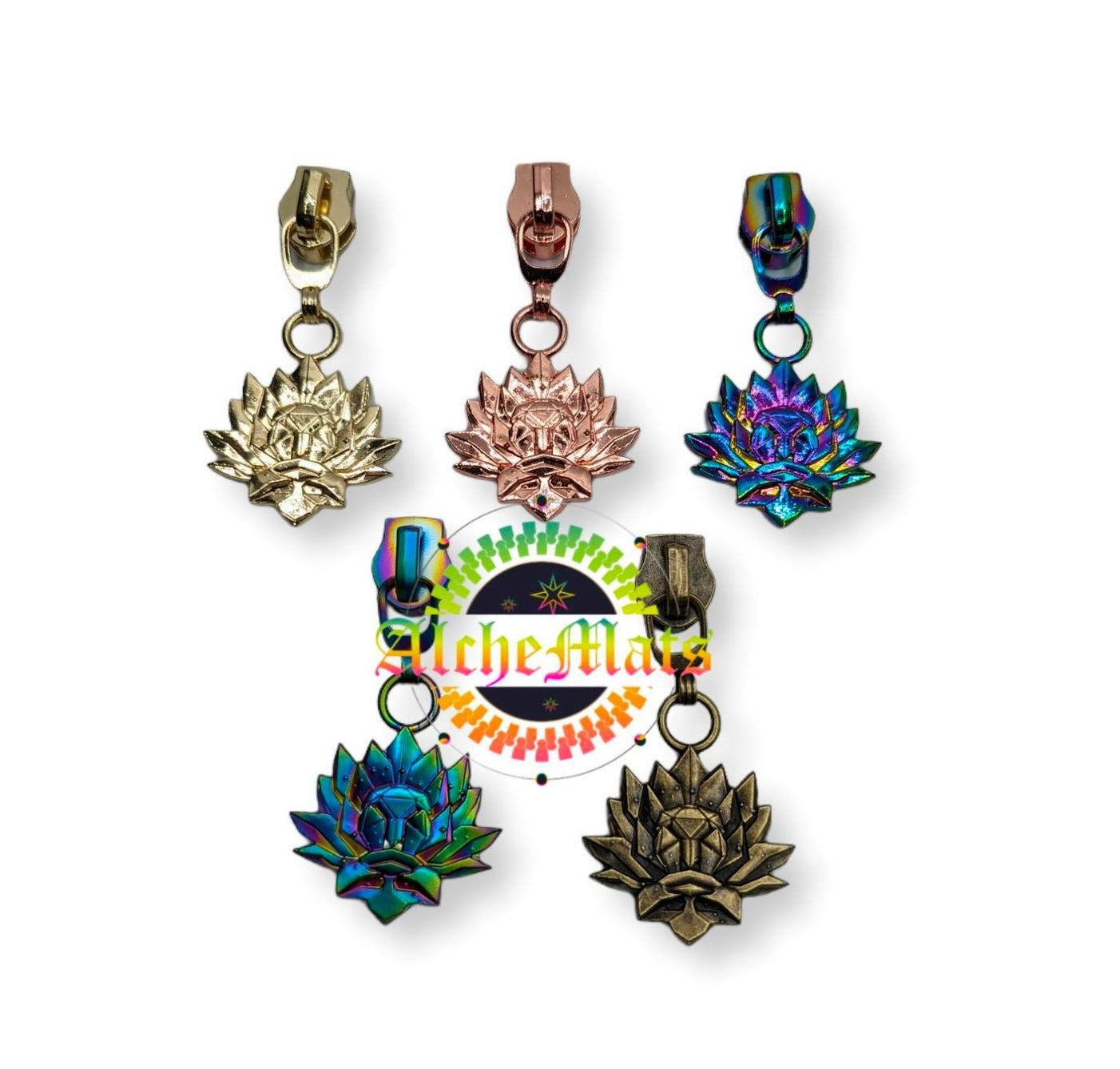 RETAIL R3-4 Crystal Flower #5 Zipper Pull