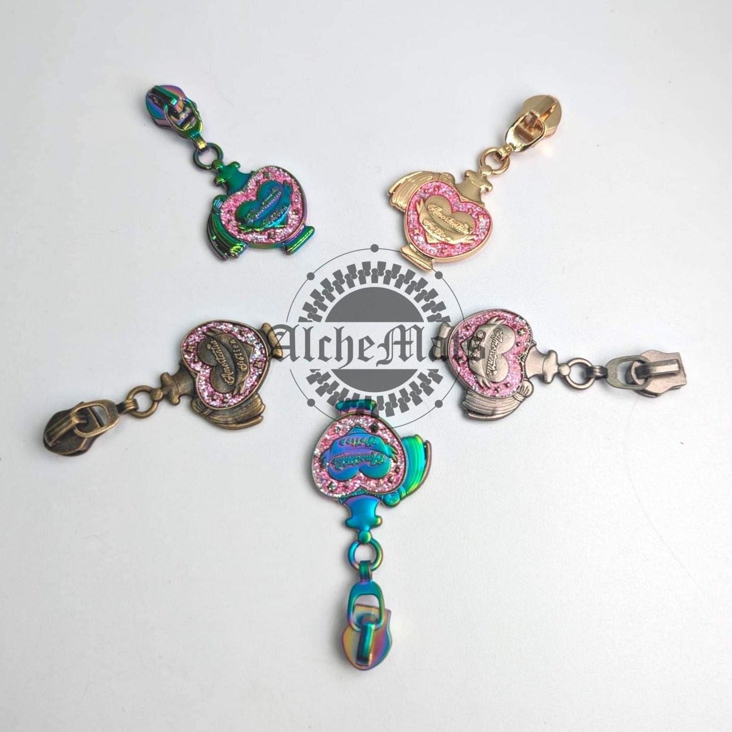 Retail Hardware Love Potion Glitter Enamel #5 Zipper Pull