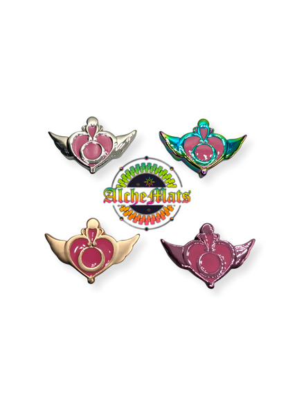RETAIL Winged Heart Enamel Strap End for 1" straps INDIVIDUAL