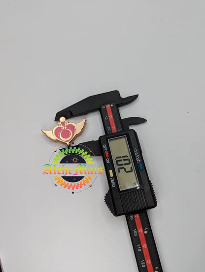 RETAIL Winged Heart Enamel Strap End for 1" straps INDIVIDUAL